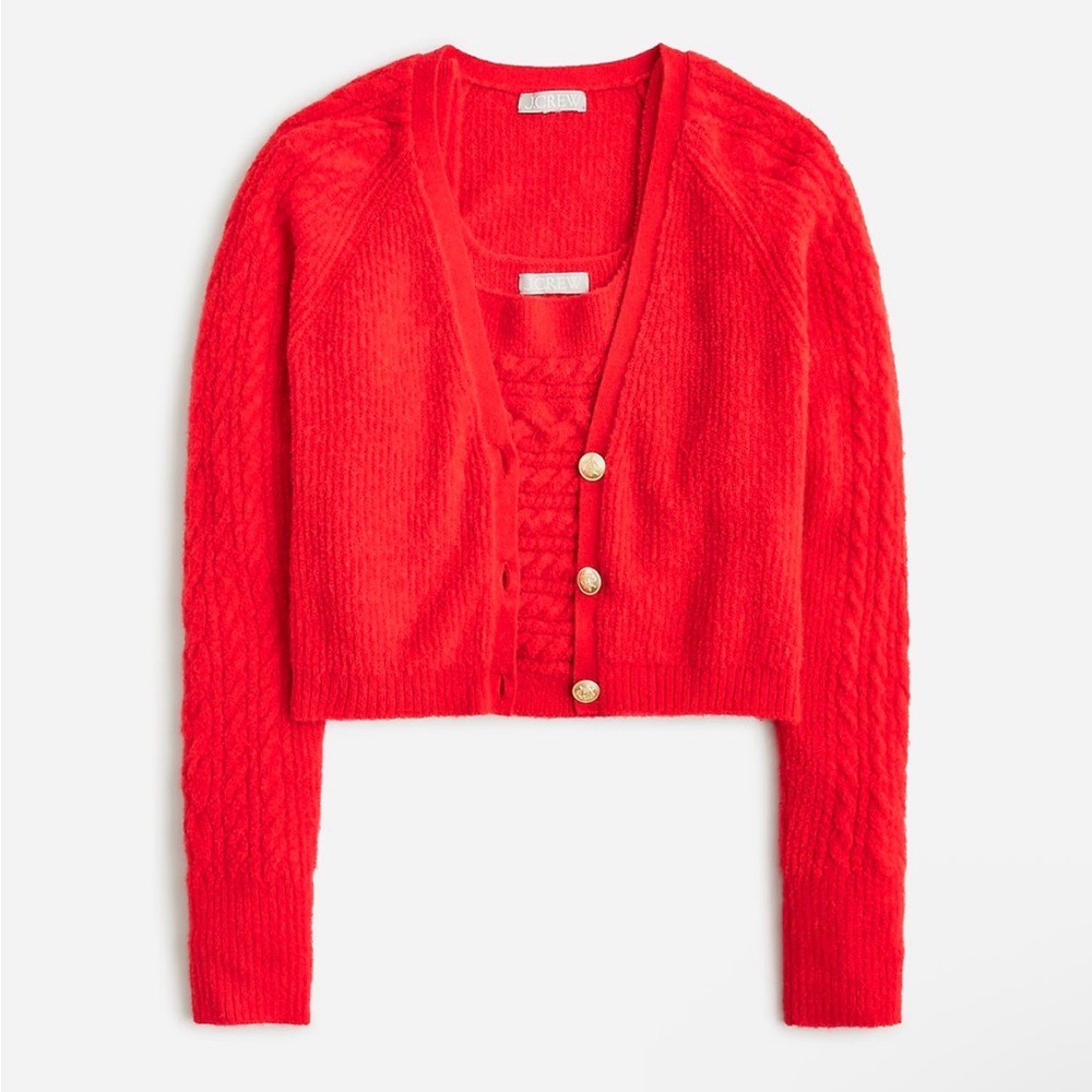 J.Crew Cropped Cardigan Set with Gold Buttons